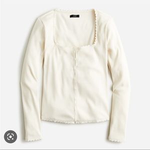 J. crew Scoopneck lace-trim henley